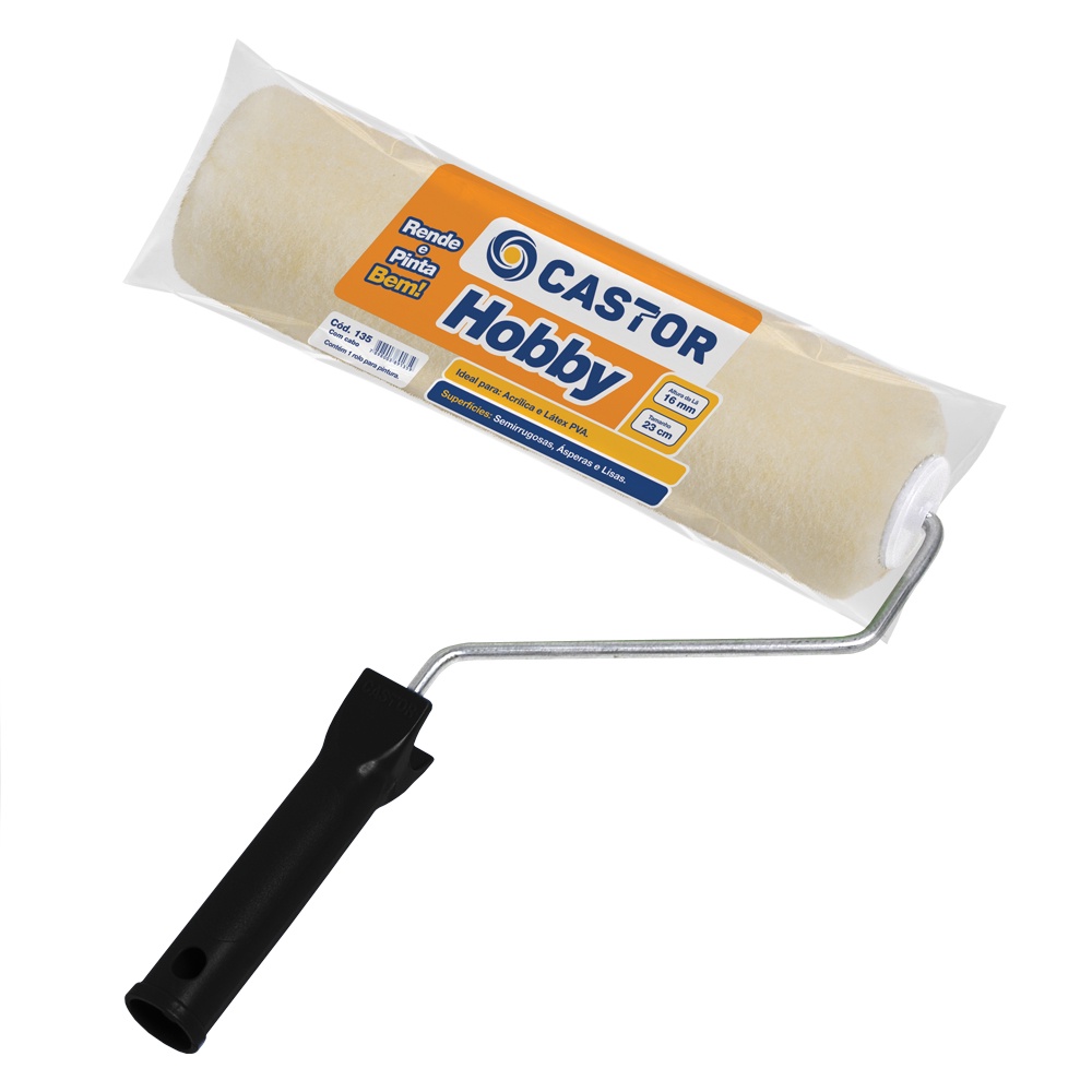 Rolo para pintura Lã Hobby 16MMx23CM c/cabo - Castor em Oferta na Shopee