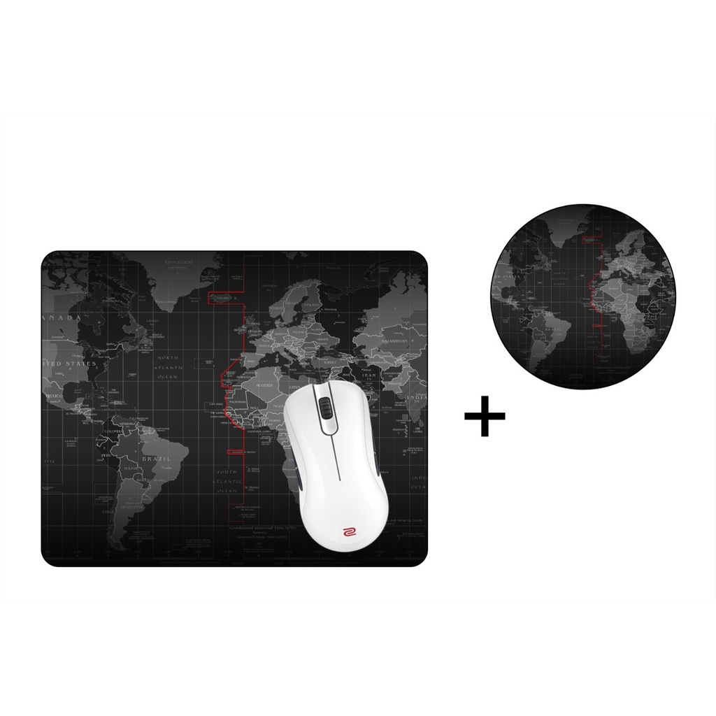 Mapa Mundi Preto Mouse Pad Retangular + Porta Copos