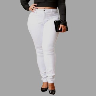 Calça Plus Size Branca Enfermagem Cintura Alta