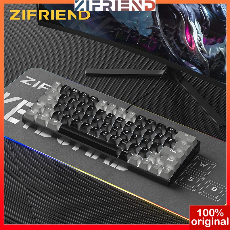 ZIFRIEND 64 Teclas Teclado Mecânico Branco Retroiluminado Quente Swappable Azul Interruptor Para Jogos