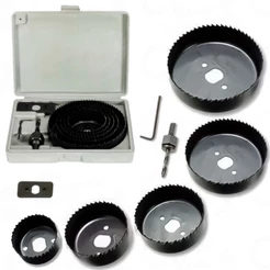 Kit Jogo 8 Peças Serra Copo Madeira Gesso Estojo Maleta Conjunto Cerra Copos Profissional Ferramenta