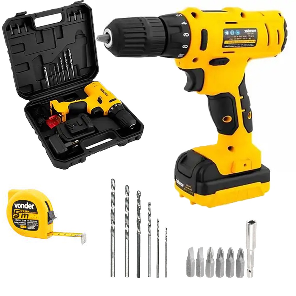 Parafusadeira Furadeira A Bateria 12v PFV120 Vonder em Oferta na Shopee