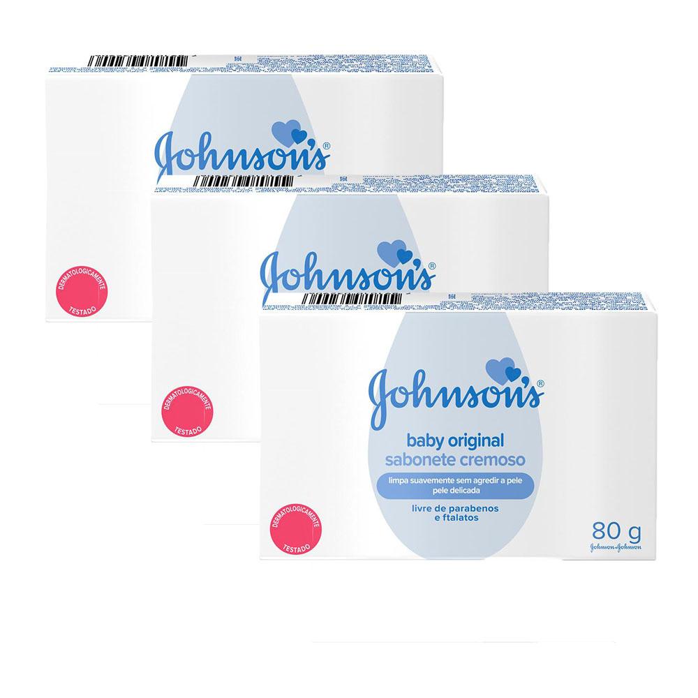Kit 3 Sabonete em Barra Johnson's Baby Original 80g em Oferta na Shopee