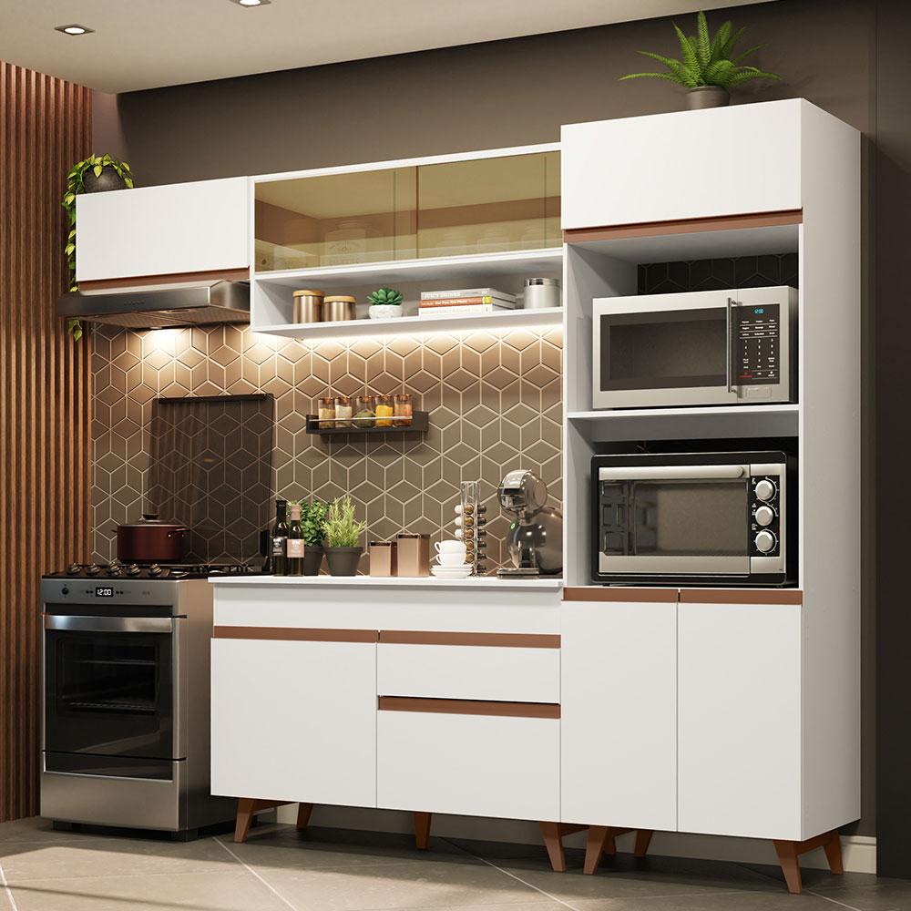 Cozinha Completa Madesa Reims 260007 com Armário e Balcão - Branco - Home & Living