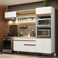 Cozinha Completa Madesa Reims 260007 com Armário e Balcão - Branco