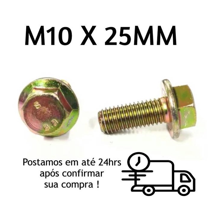 Parafuso Sextavado Flangeado M10 X 25mm Bicromatizado