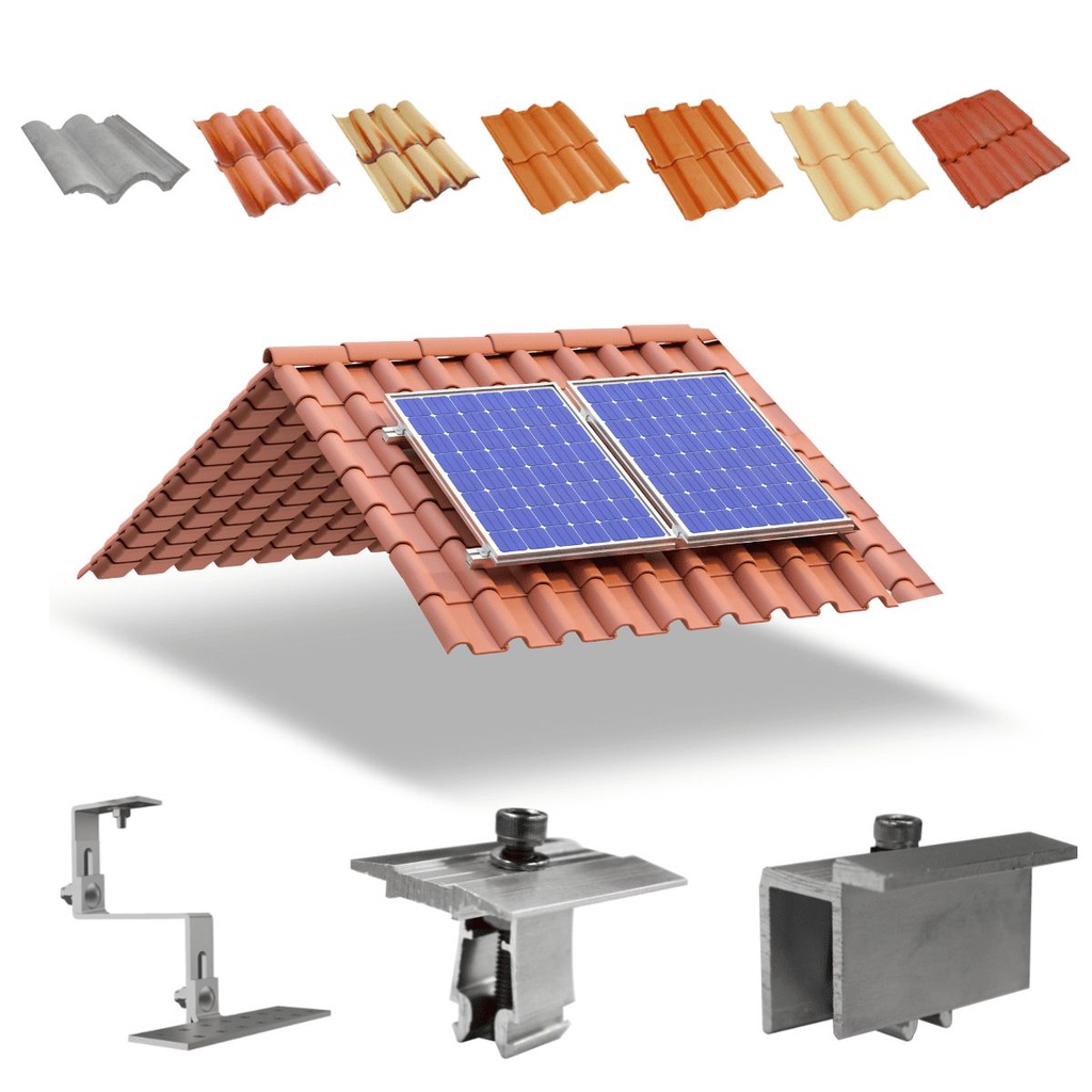 Kit Estrutura Suporte Fixador Para 02 Placas Painel Solar Telha Cerâmica e Cimento | Perfil Master