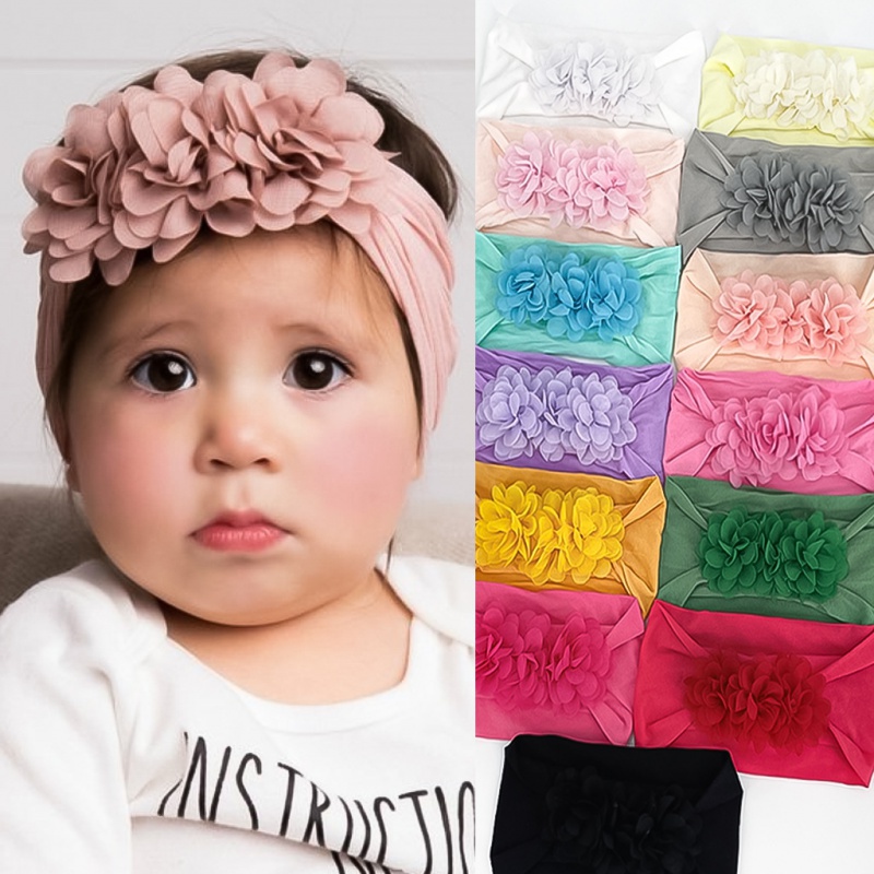 Acessórios De Cabelo De Náilon Macio E Confortável Flor De Chiffon Para Bebês Enfeites Crianças Faixa Princesa Fofa