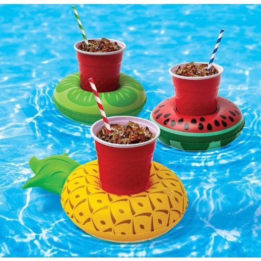 Porta Copo Drink Inflável Boia Piscina Pool Party Patinho Donuts Melancia Praia