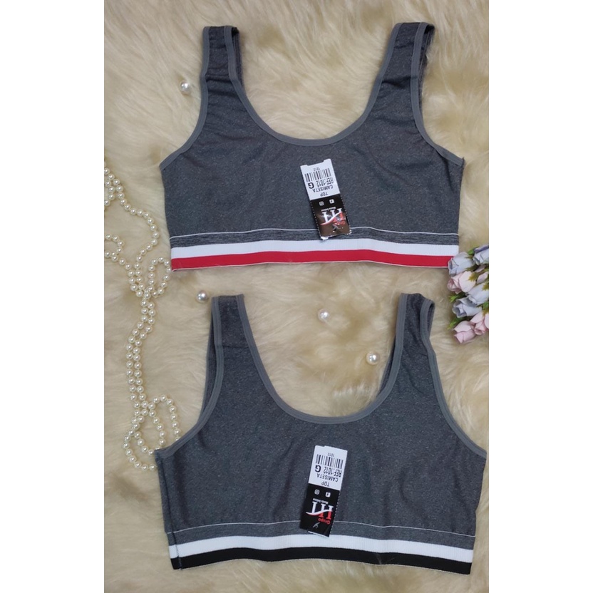 Top Camiseta  Reforçado Sem Bojo Na Cor Mescla Com Elástico bicolor