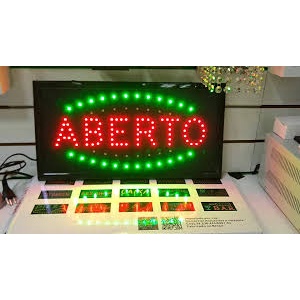 Placa Letreiro Aberto Painel Luminoso Led