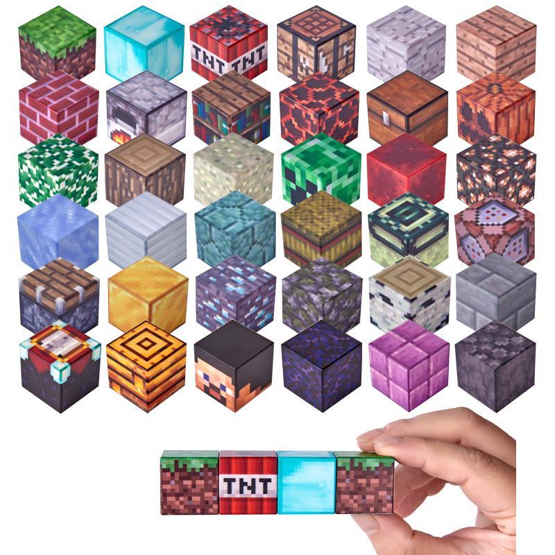 Minecraft Cubo Magnético Bloco De Construção De Brinquedos Montagem Magnética De Cubos Magnéticos Plástico Modelo Educacional Boy