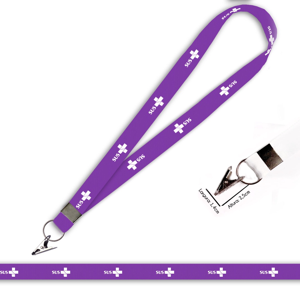 Cordão personalizado SUS roxo para crachá ou chaveiro com Jacaré com Argola em Oferta na Shopee