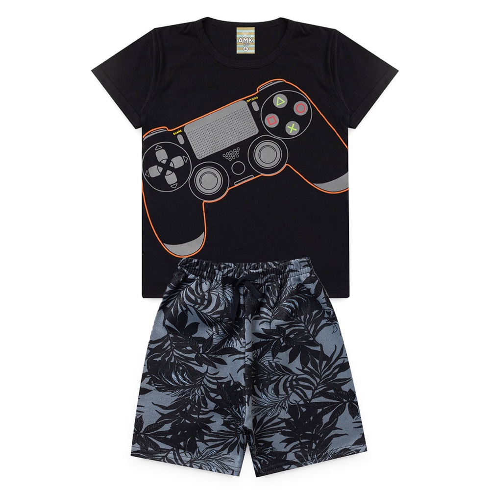 Conjunto infantil Menino masculino bermuda e camiseta estampada l08