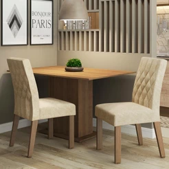 Conjunto Sala de Jantar Madesa Lia Mesa Tampo de Madeira com 2 Cadeiras - Rustic/Imperial