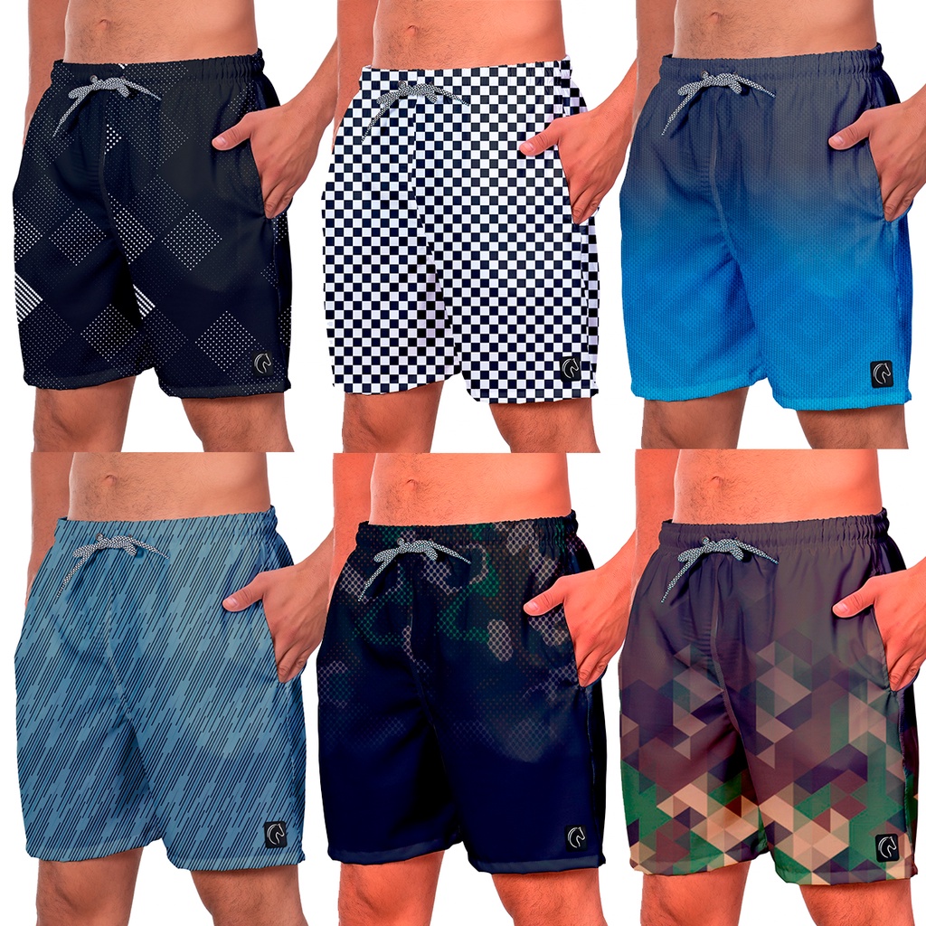 Shorts Estampado Masculino Bermuda Masculina Full Verão Praia Moda Casual Tecido Leve com Elastano