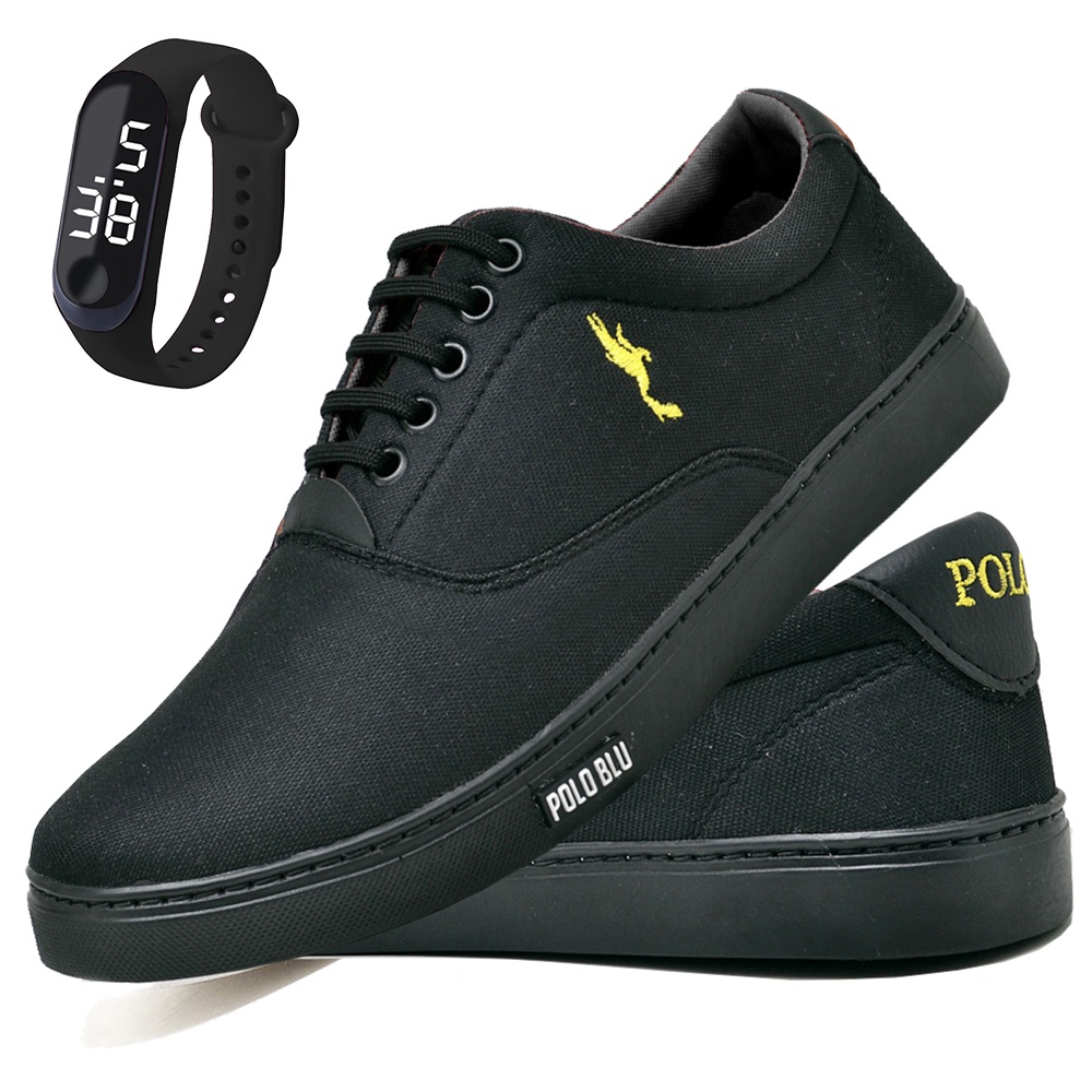 Tênis Spatenis Masculino Leve em Lona Com Relógio Digital do 37 ao 46 Kit