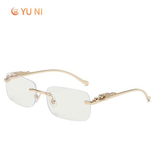 Retro Chita Decorativa Lente Oceânica Limpa Óculos De Sol MenShades Uv400rectângulo Feminino Sem Banged