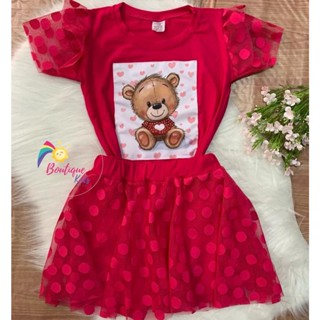 Conjunto Roupa Infantil Juvenil Short Saia em Tule Tamanho 4 ao 14 criança