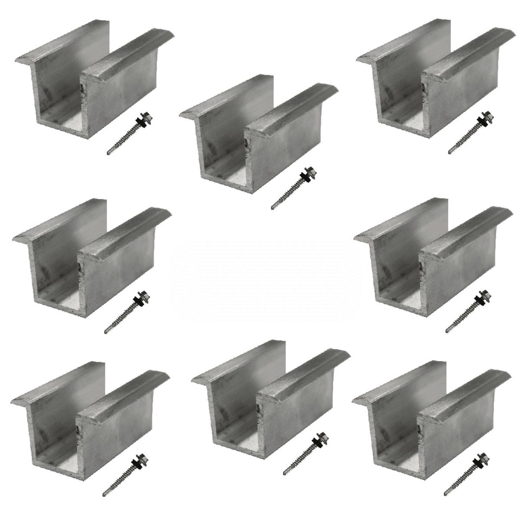 Fixador Grampo Intermediário Middle Clamp Tipo U Placa Painel Solar Alumínio Perfil Master Kit 08 Un