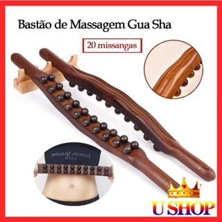 20beads Massageador De Costas Para O Corpo Natural Carbonizado Guasha Relaxar Massagem Stick Das SPA Tratamento Da Ponto Ferramenta