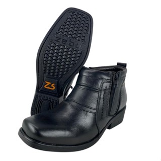 Sapato Botina Social Masculino 100% Couro Original Zebu Preto - Ref.: 60085 Lt01