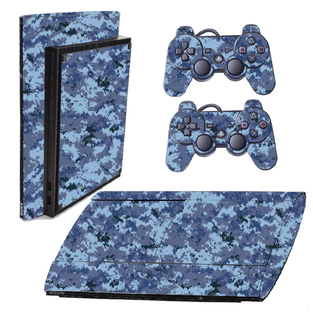 Skin PS3 Super Slim Playstation Adesivo Pelicula Protetora Camo Digi Ocean Blue
