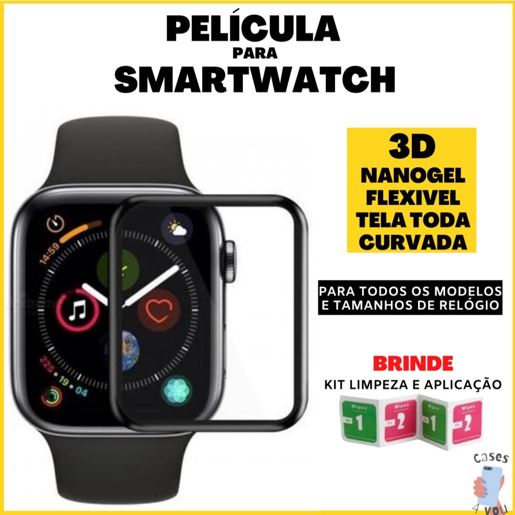 Case Capa Protetora Película de Vidro para Apple Watch 45mm Series 7 e 8