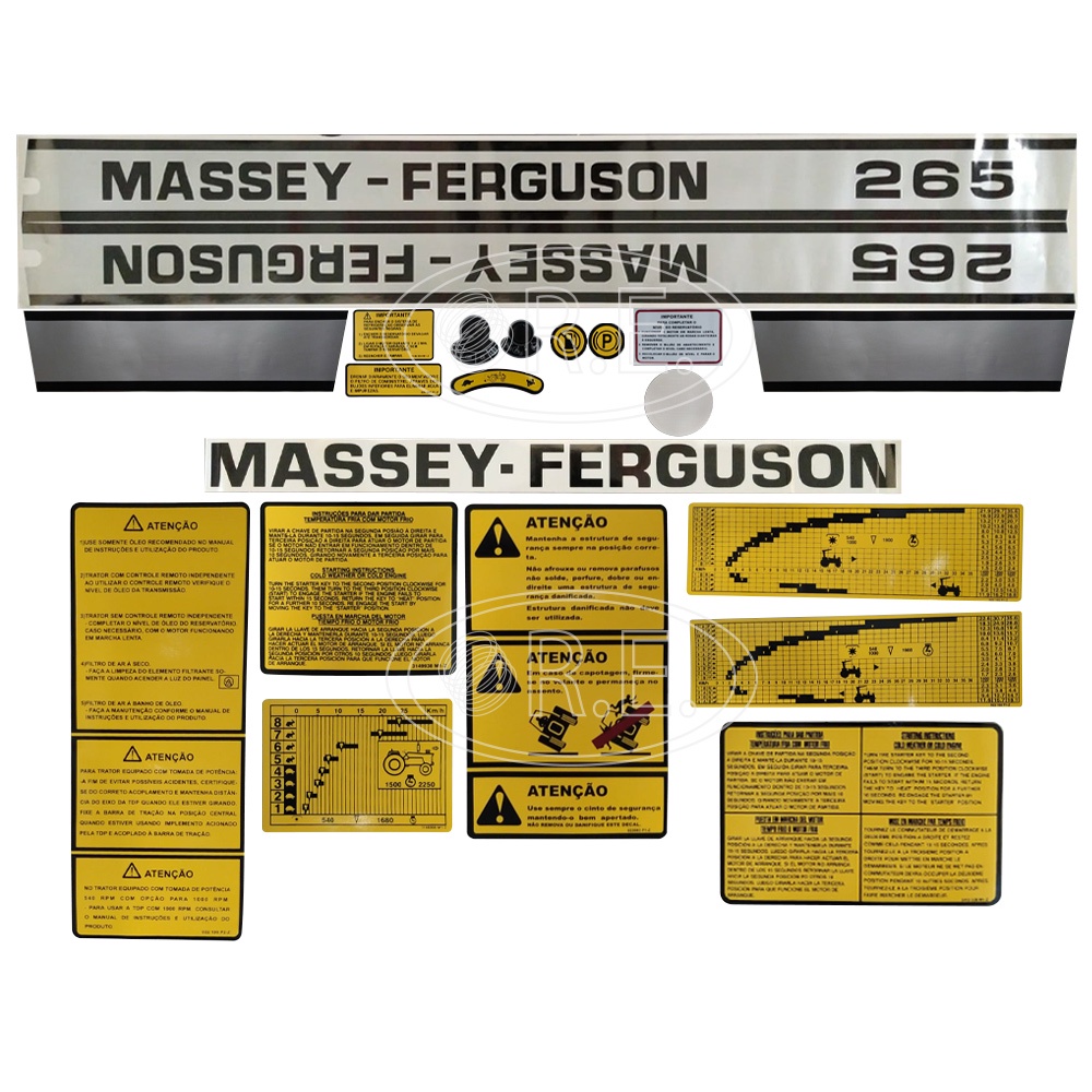 Jogo De Decalque Adesivo Trator Massey Ferguson 265
