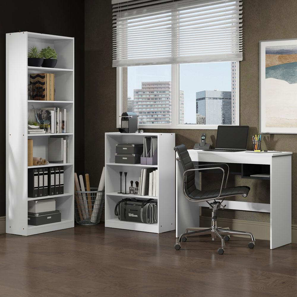 Escrivaninha Madesa Rubi + Estante 6908 + Estante 6907 - Branco/Preto em Oferta na Shopee