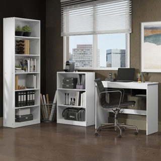 Escrivaninha Madesa Rubi + Estante 6908 + Estante 6907 - Branco/Preto em Oferta na Shopee