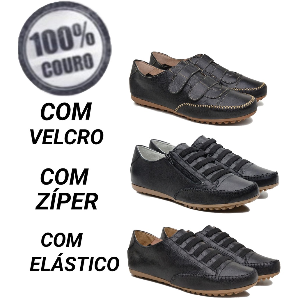 Sapatênis Tênis Feminino Mocatênis Top Conforto Absoluto Todo Em Couro