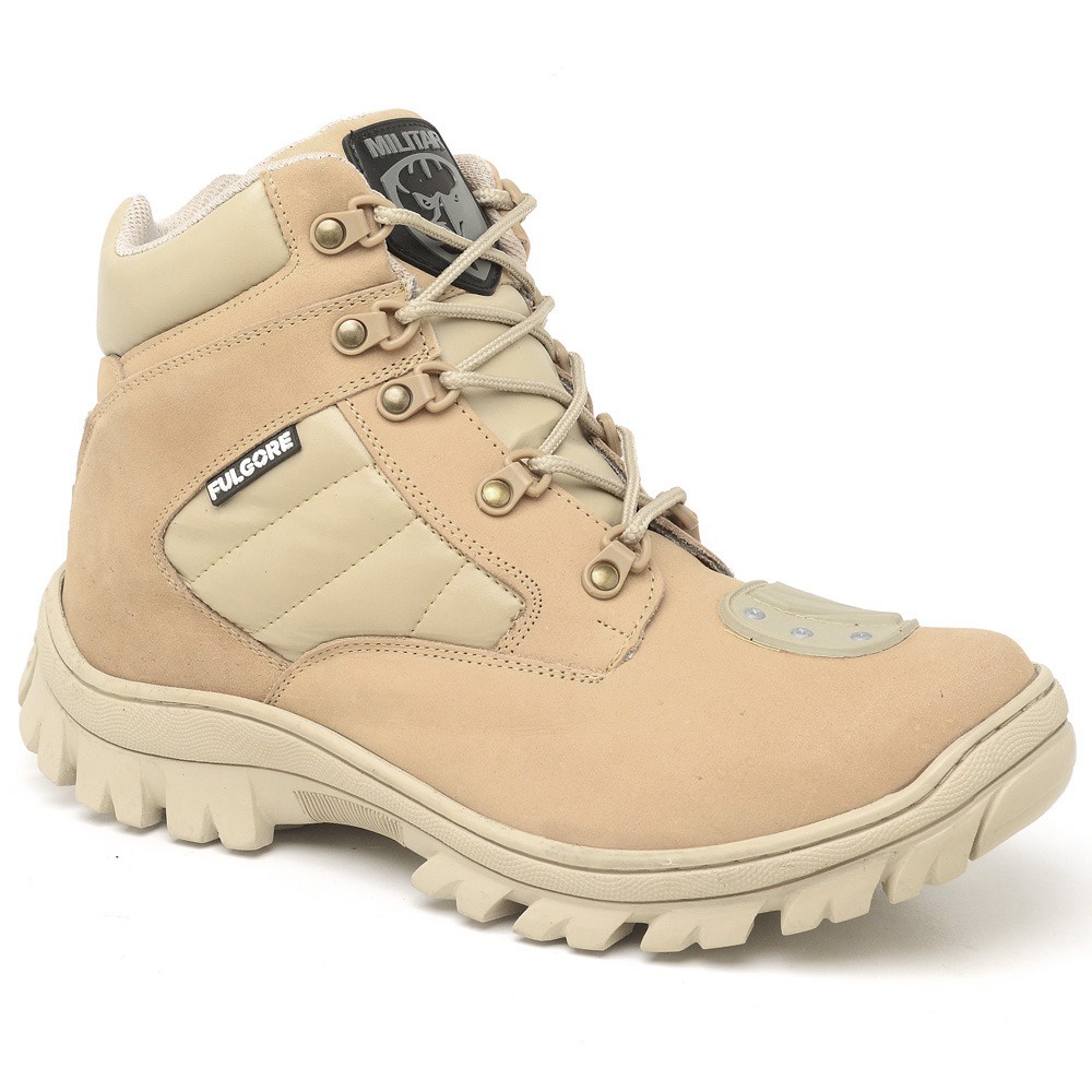 Coturno Militar Motociclista Com Zíper Bota Tático Cano Curto Americana Desert Areia C/ Palmilha em Gel