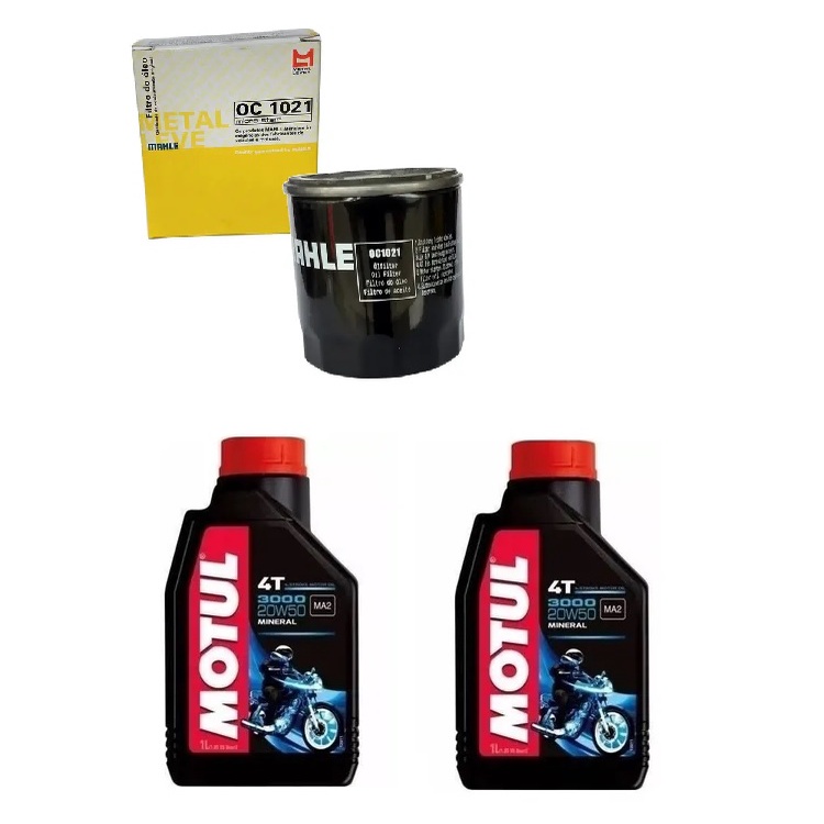 2 litros Motul mineral 3000+ 20W50 + filtro Oleo Mahle Harley 883 1200 sportster (equivalente Fram ph6022)