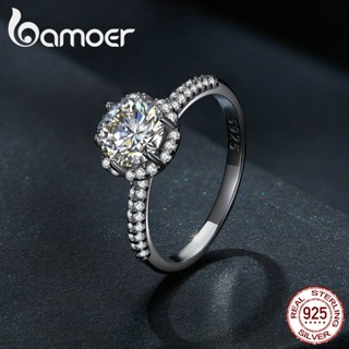 Bamoer 925 Prata 1 ct Anel Moissanite D Cor VVS1 4 Tamanhos Joalheria De Moda Para Meninas De Casamento