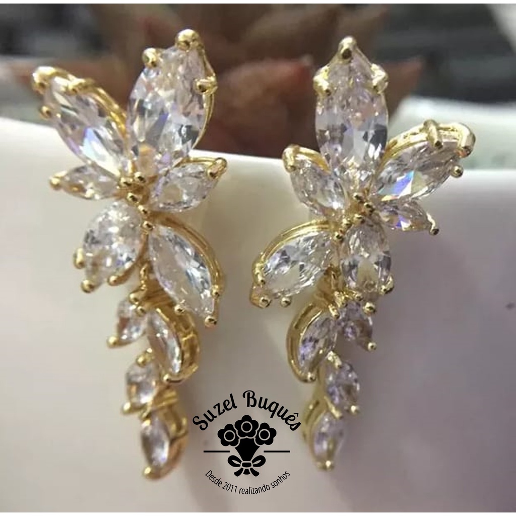 Brinco de Festa Dourado Noivas Casamentos Debutantes | Shopee Brasil