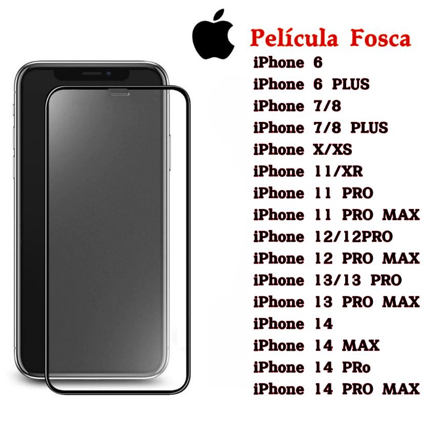 Película Fosca Cerâmica Flexível 9D Hidrogel Todos os modelos iPhone 6 7 8 X XR 11 12 13 14 PROMAX