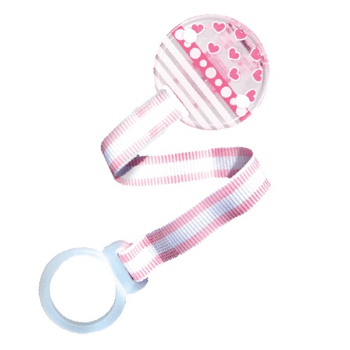 Prendedor De Chupeta Corações Rosa - Razbaby