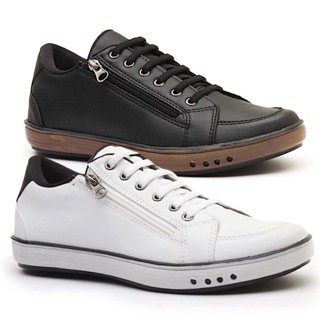 Combo 2 Sapatenis Masculino Casual Elástico Zíper Cano Baixo Sneaker