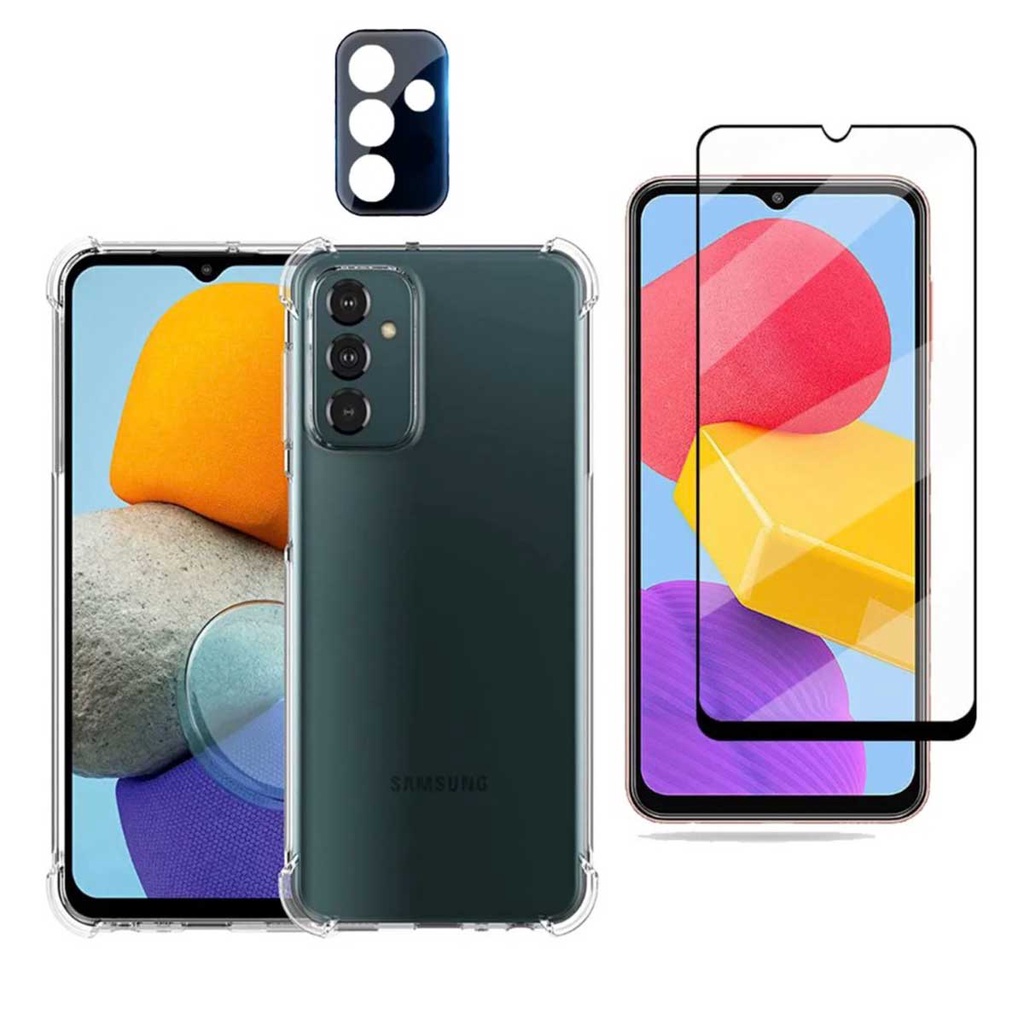 Kit 3x1 Capa Capinha Antiqueda Galaxy M13 + Película Frontal 5D + Película de Lente Câmera