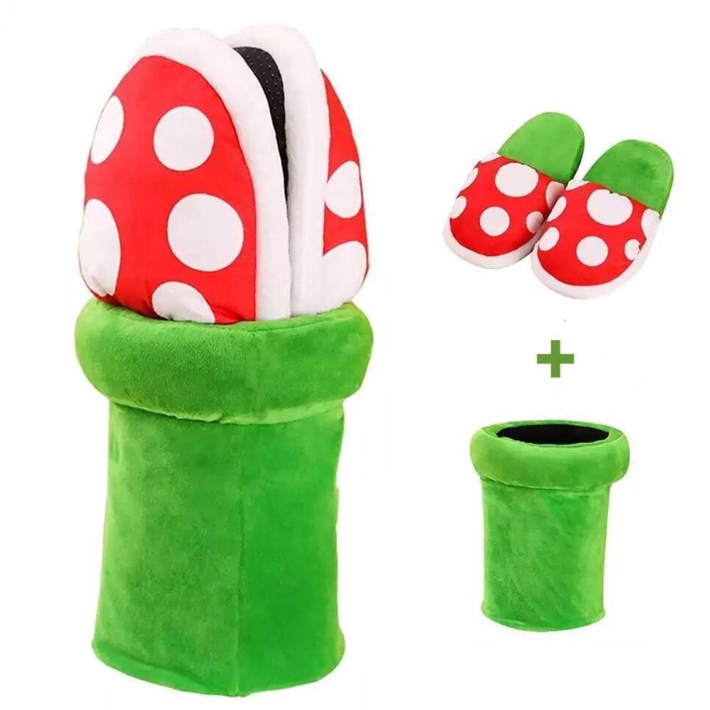 Engraçado Super Mario Bros Jogo Piranha Flower Slipper Brinquedo Carnaval Cosplay Sapatos Crianças Homens Menina Aniversário Presente