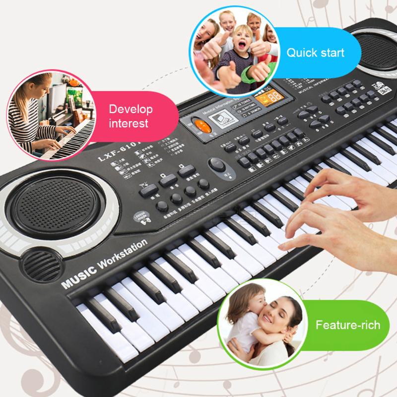 61 Chaves Piano Eletrônico Digital Música Profissional Com Microfone Para Crianças Enjoyrelax