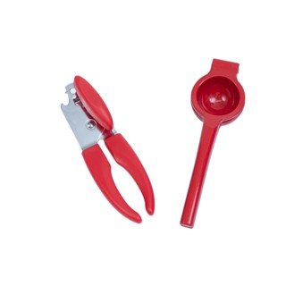 Kit abridor de lata espremedor de limão 2 pç vermelho– Oikos