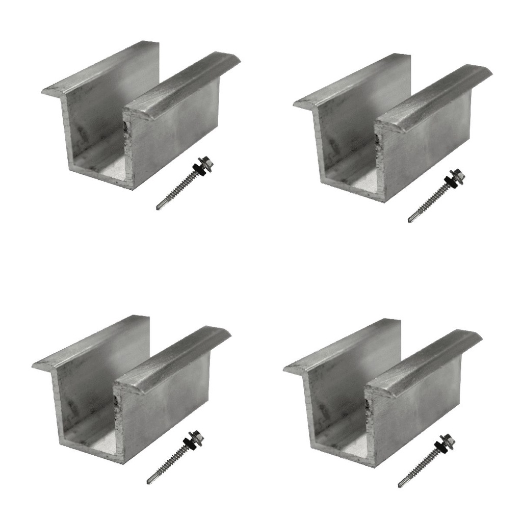 Fixador Grampo Intermediário Middle Clamp Tipo U Placa Painel Solar | Perfil Master | Kit 04 Un