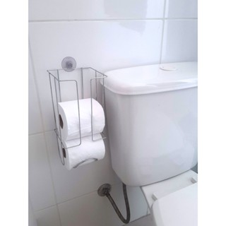 Suporte de Papel Higiênico Banheiro Com Ventosa Sem furos 3 Rolos em Aço Reforçado, Cromado, Preto e Branco