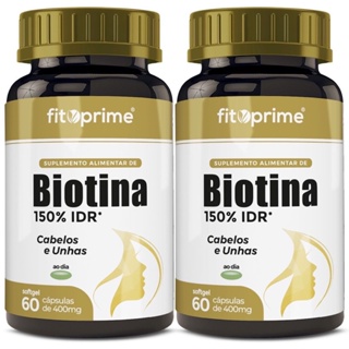 Kit 2x Biotina 150% IDR Cabelos e Unhas 60 cápsulas Softgel FitoPrime