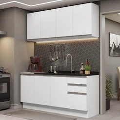 Armário de Cozinha Compacta 160cm Branco Glamy Madesa 01