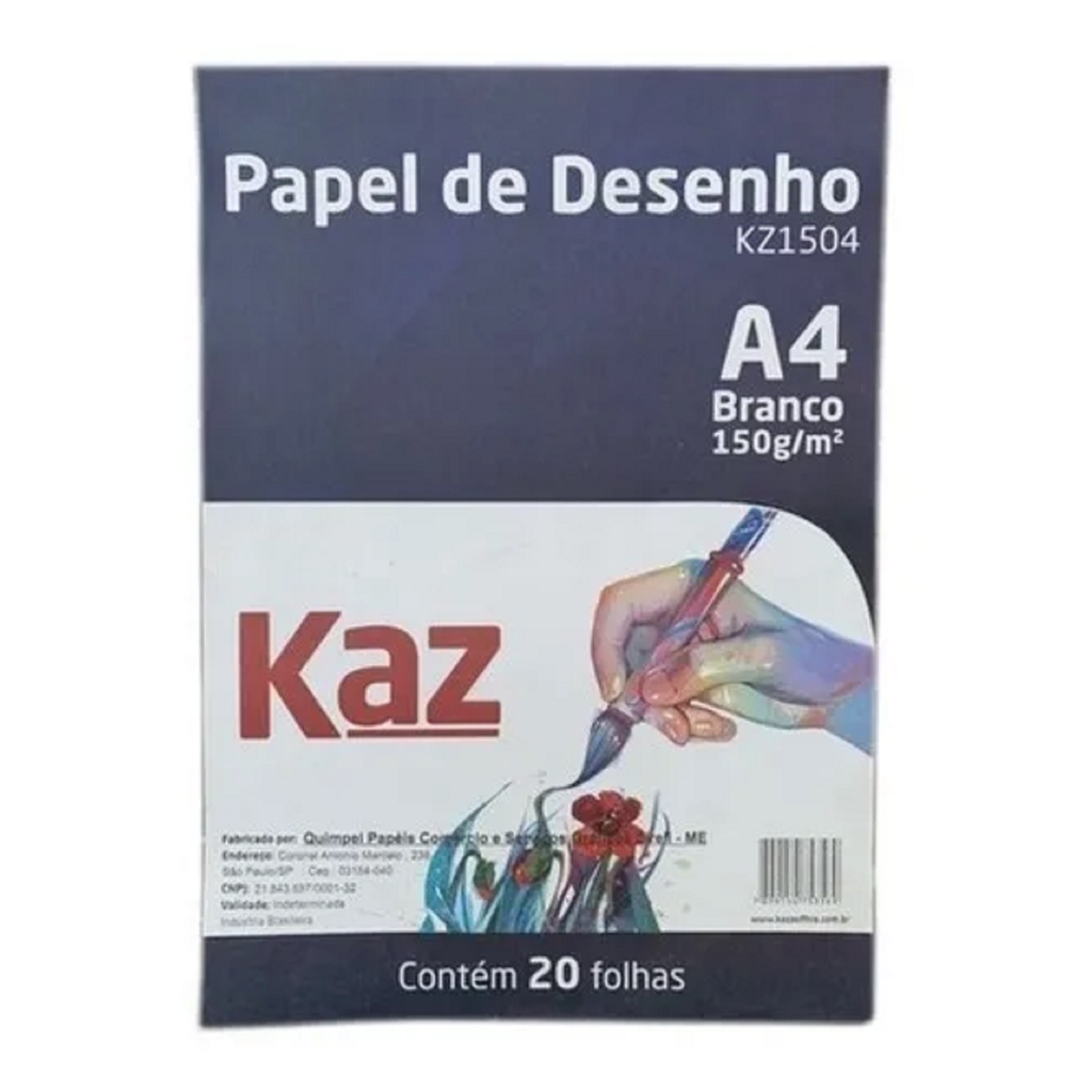 Bloco De Desenho A4 Branco 150g 20 Folhas Kaz Shopee Brasil 9097