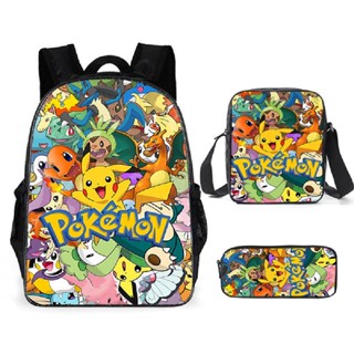 Mochila para Crianças pikachu Conjunto De Três Peças