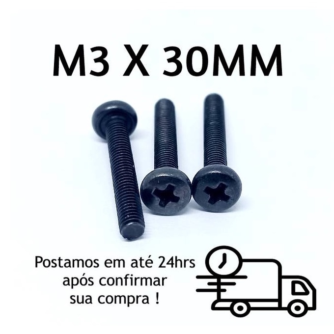 Parafuso Panela Philips M3 X 30mm Oxidado Preto
